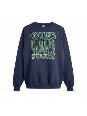 Vintage Jerzees Sharkys Coolest Grandpa Core Graphic Sweatshirt Blue Size XL USA